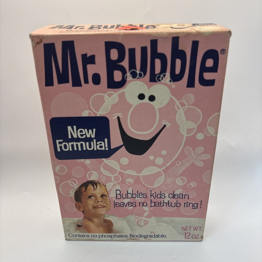 RARE Vtg 1972 MR. BUBBLE Pink Box New Formula Gold Seal Co Retro Prop NOS